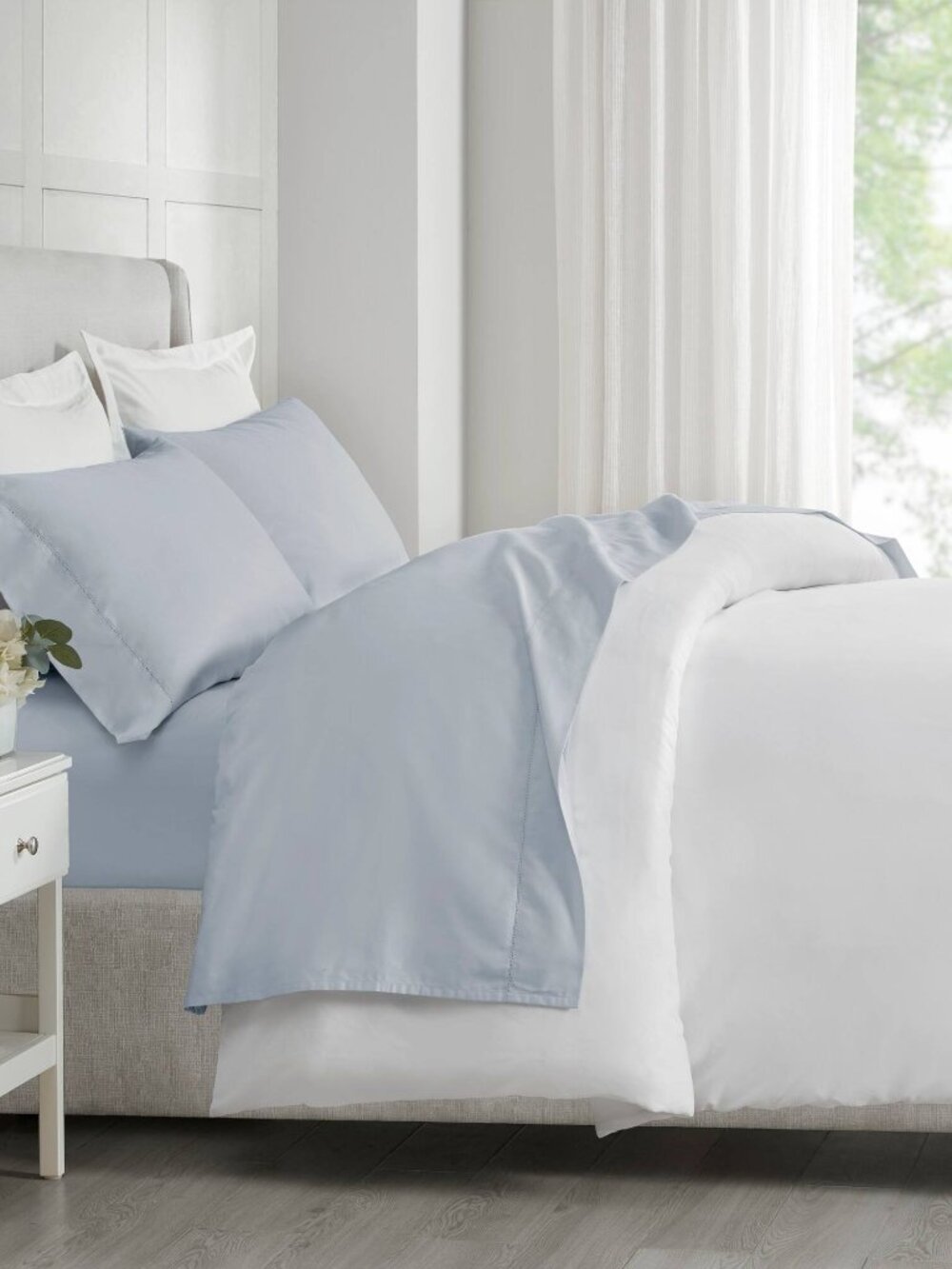 Madison Park 500-Thread Count Egyptian Cotton Deep Pocket Sheet Set, Grey Gray